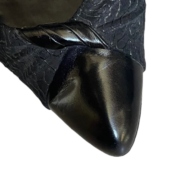 Stuart Weitzman Vintage Black Leather & Fabric Classic Heels Size 9.5 - Picture 2 of 11
